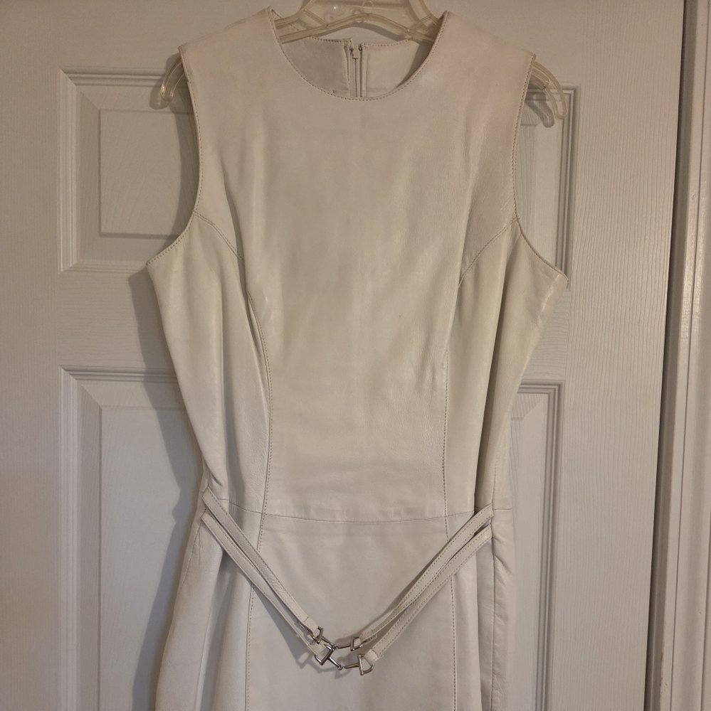 Vakko Sport White Leather Mini Dress - Picture 2 of 7